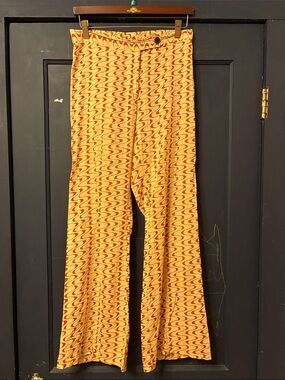 Gimaguas cream and Red Wave-Print Pants EUC